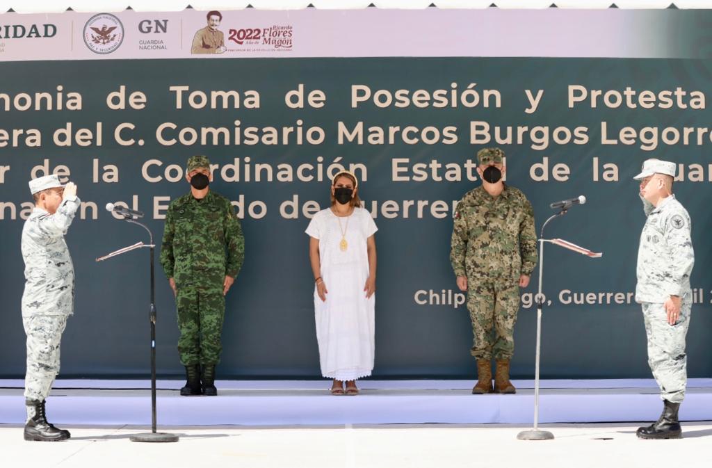 Asiste Evelyn Salgado a Toma de Posesión y Protesta de Bandera del nuevo Coordinador General de la Guardia Nacional en Guerrero