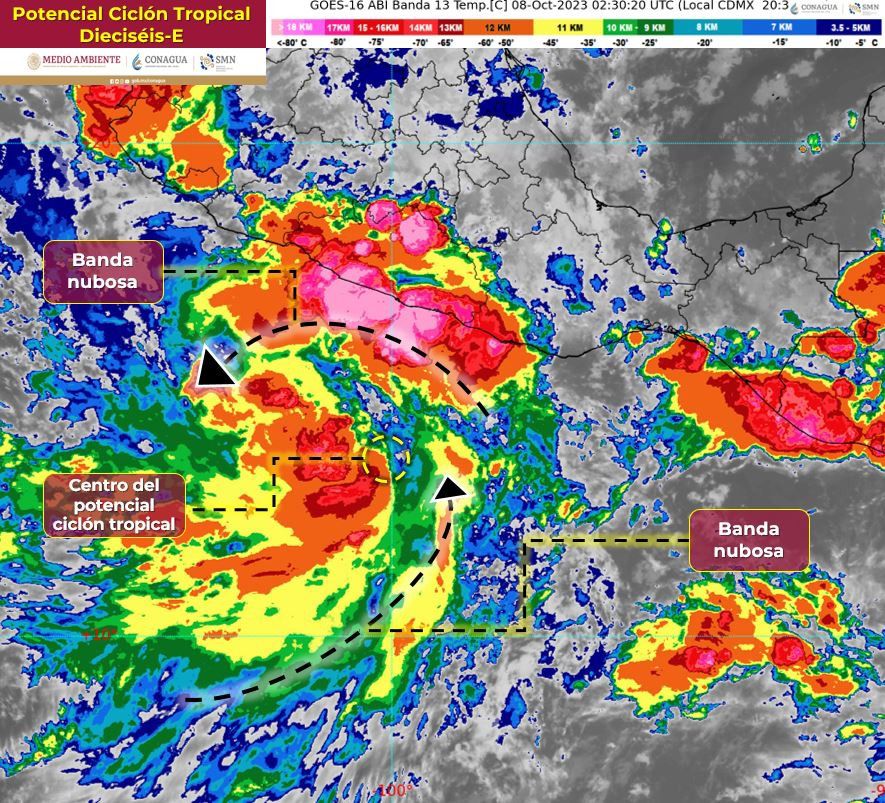 ESTA NOCHE SE FORMÓ EL CICLÓN TROPICAL 16-E FRENTE A LAS COSTAS DE GUERRERO