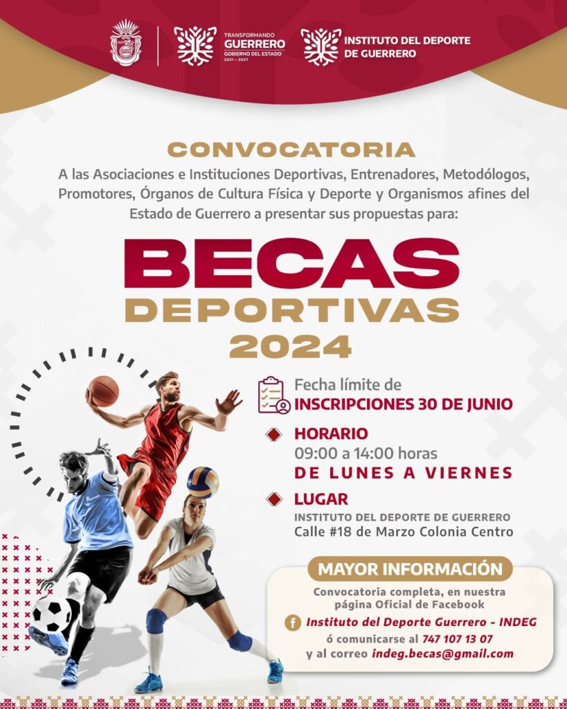 Convoca INDEG a la comunidad deportiva a participar en las “Becas Deportivas 2024”