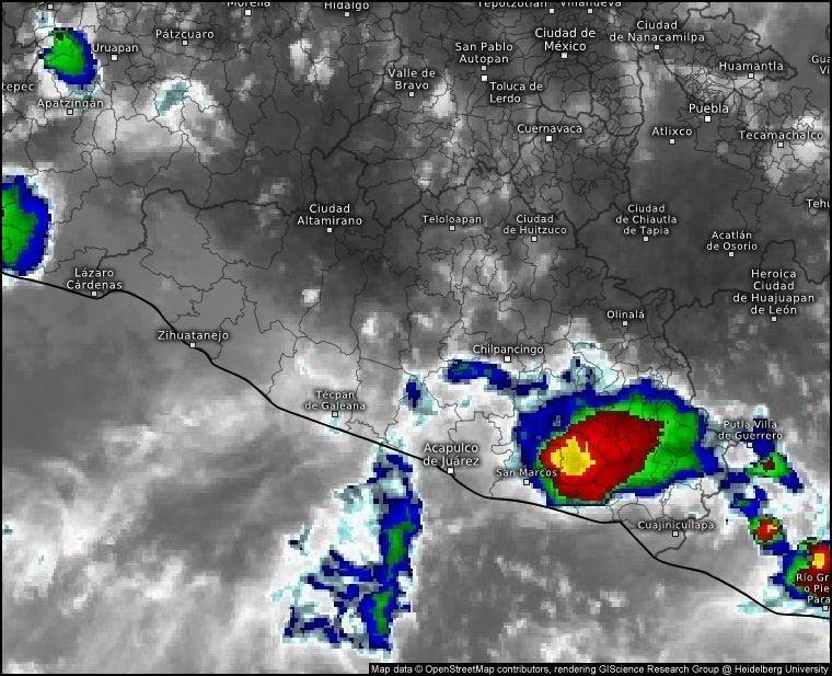 SGIRPCGRO PRONÓSTICA LLUVIAS PARA LAS PRÓXIMAS HORAS EN GUERRERO