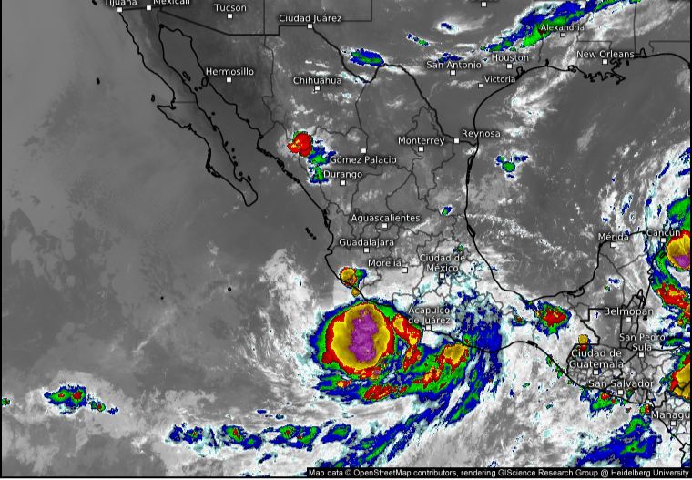 REMANENTES DE JOHN INTERACTÚAN CON ZONA DE BAJA PRESIÓN CON POTENCIAL CICLÓNICO Y MANTENDRÁN TEMPORAL DE LLUVIAS EN GUERRERO