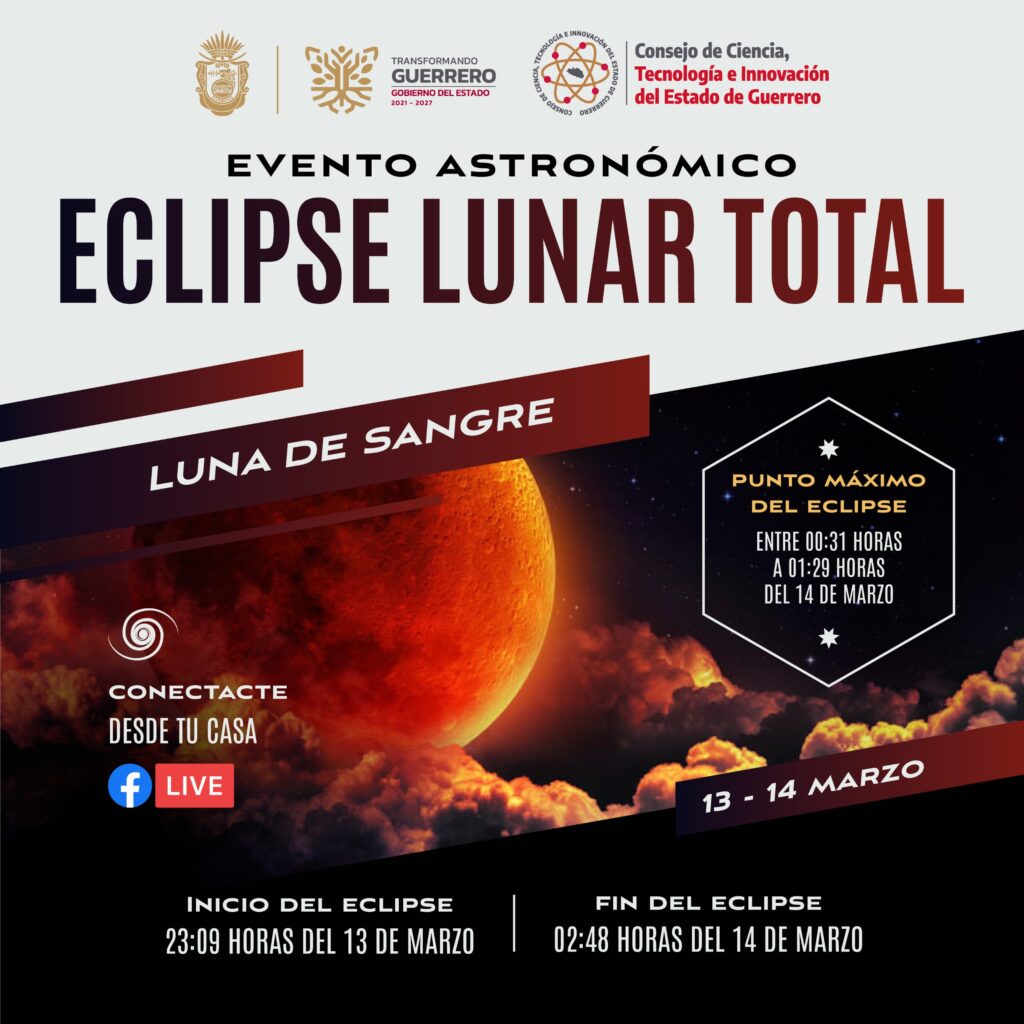 COCYTIEG invita a la población a disfrutar del eclipse lunar total este 13 y 14 de marzo