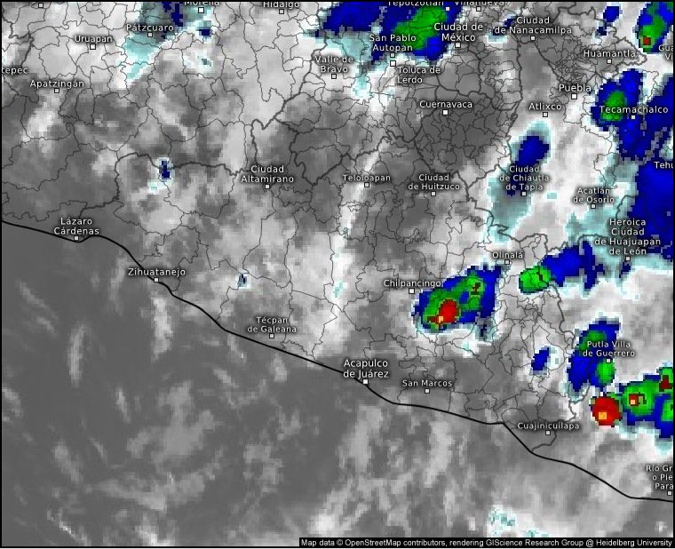 Alerta SGIRPCGRO por pronóstico de lluvias para las próximas horas en Guerrero