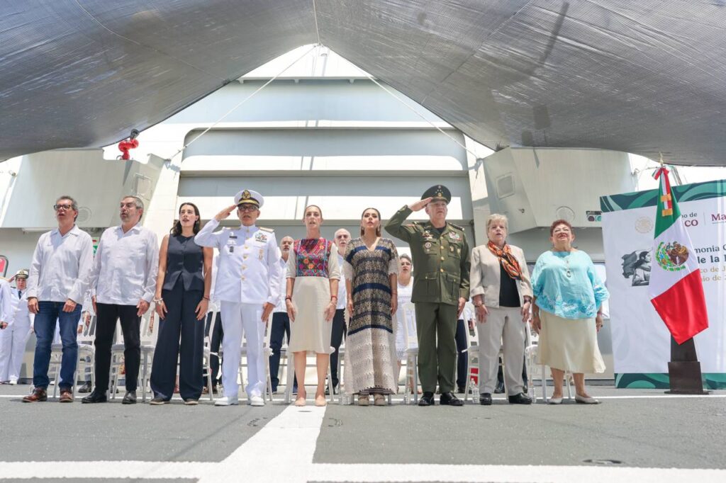 La gobernadora Evelyn Salgado y la presidenta Claudia Sheinbaum conmemoran el Día de la Marina Nacional en Acapulco