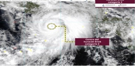 Se intensifica Erick a huracán categoría 2