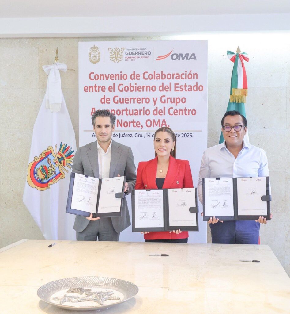Firma la gobernadora Evelyn Salgado convenio con Grupo Aeroportuario OMA para modernizar los aeropuertos de Acapulco y Zihuatanejo, se prioriza detonar la conectividad aérea