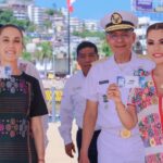 Abanderan la presidenta Claudia Sheinbaum y la gobernadora Evelyn Salgado el Marinabús Acapulco
